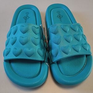 Women's Blue Heart Slides